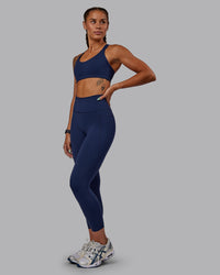 Woman wearing Push The Limit Sports Bra - Future Navy | Thumbnail Index: 2