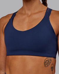 Woman wearing Push The Limit Sports Bra - Future Navy | Thumbnail Index: 5