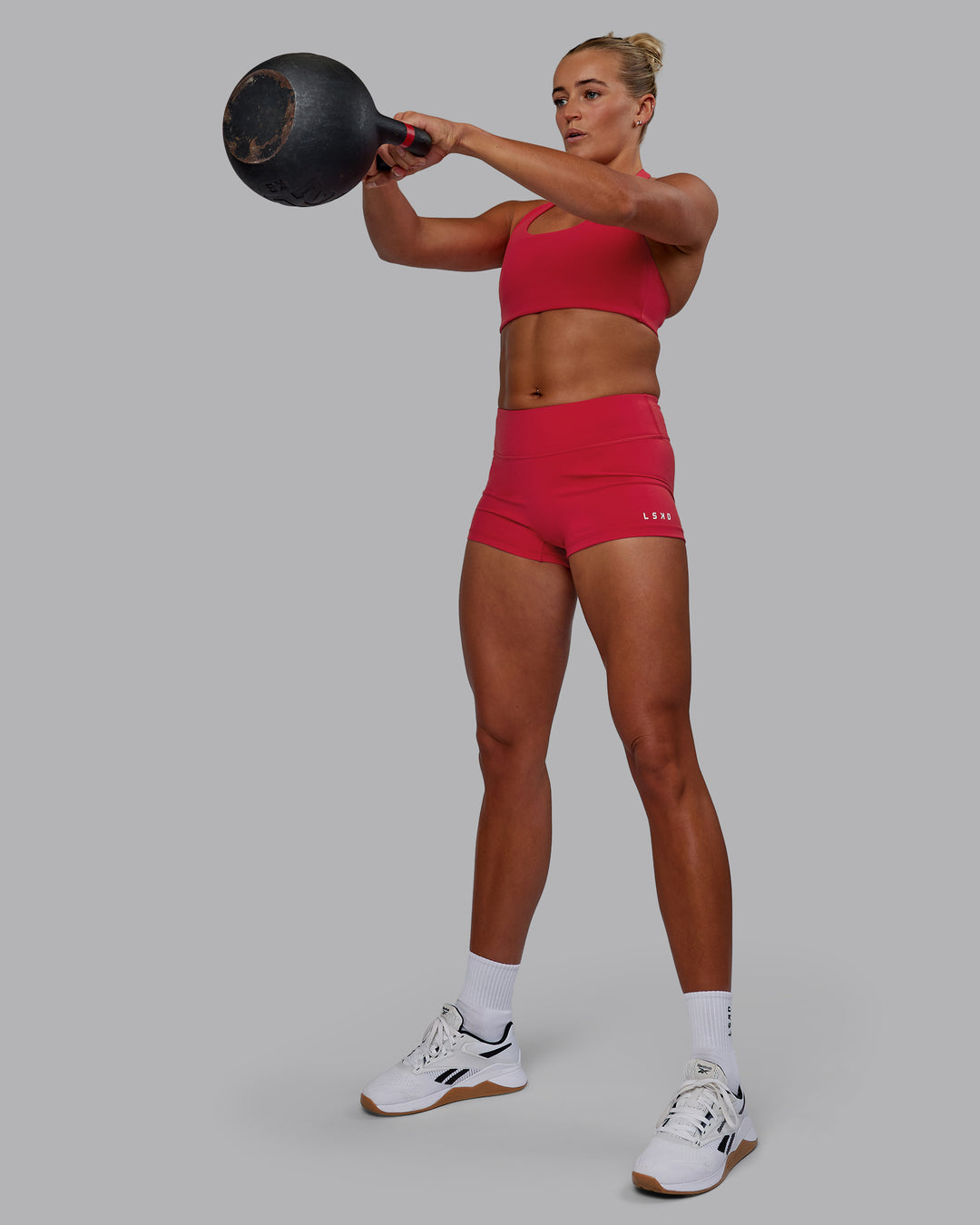 Woman wearing RXD Low-Rise 2" Short - Scarlet - view 3