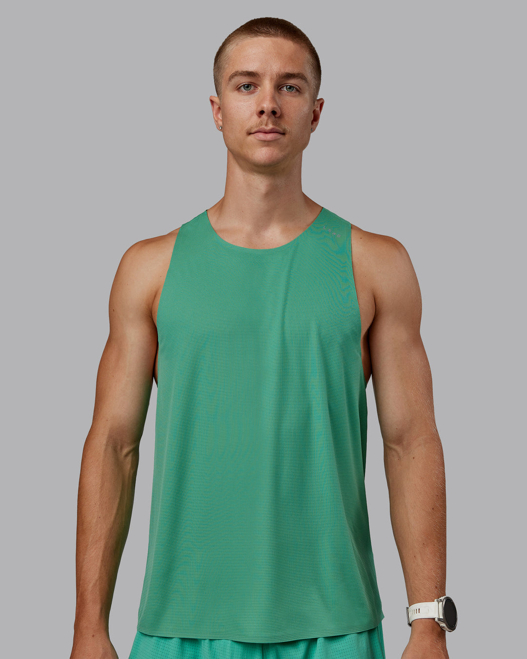Man wearing Race Day Performance Tank - Mystic Green - view 2