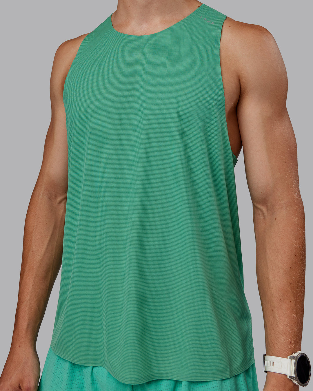 Man wearing Race Day Performance Tank - Mystic Green - view 7