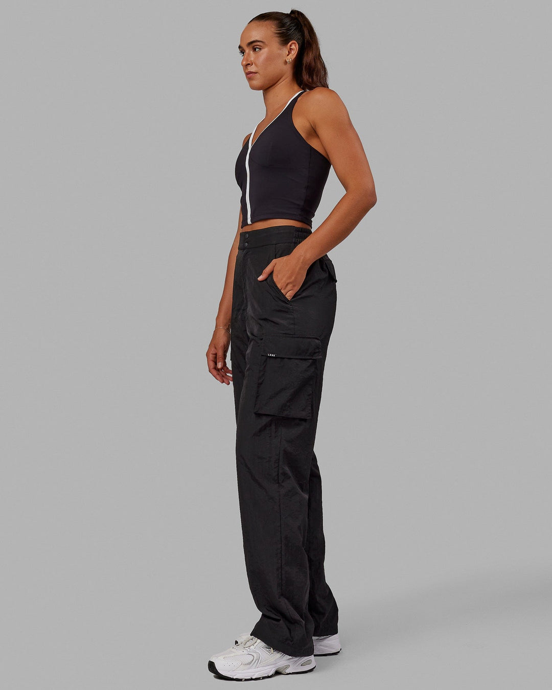 Woman wearing Reflection Active Tank - Black-White - view 3