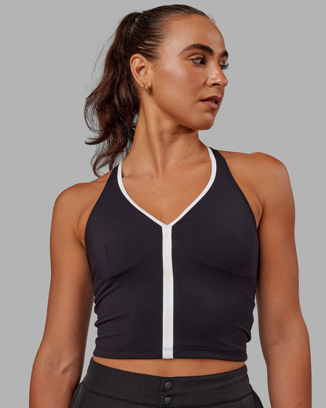 Woman wearing Reflection Active Tank - Black-White - view 1
