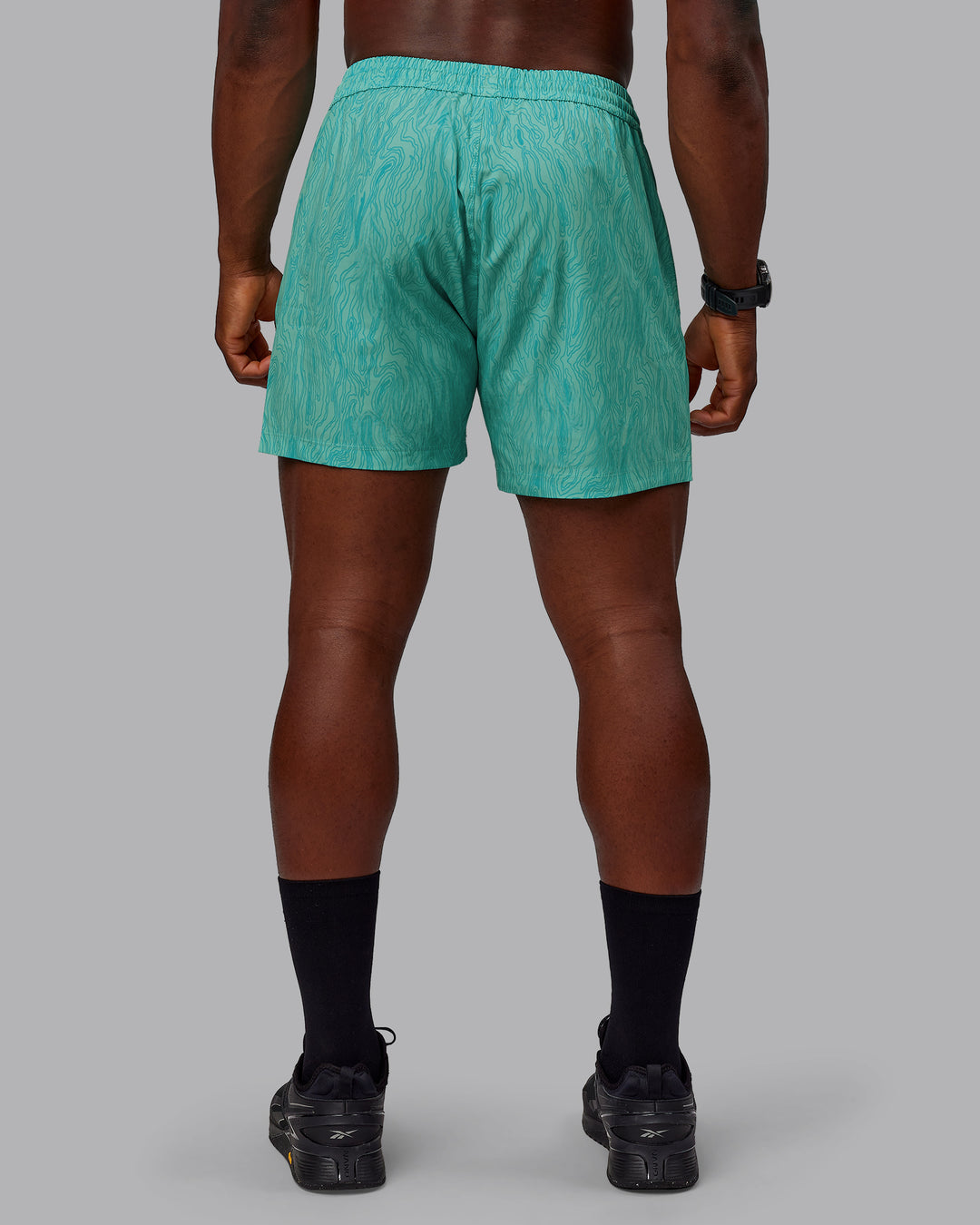 Man wearing Rep 5" Performance Shorts - Topographic Blue Bird - view 3