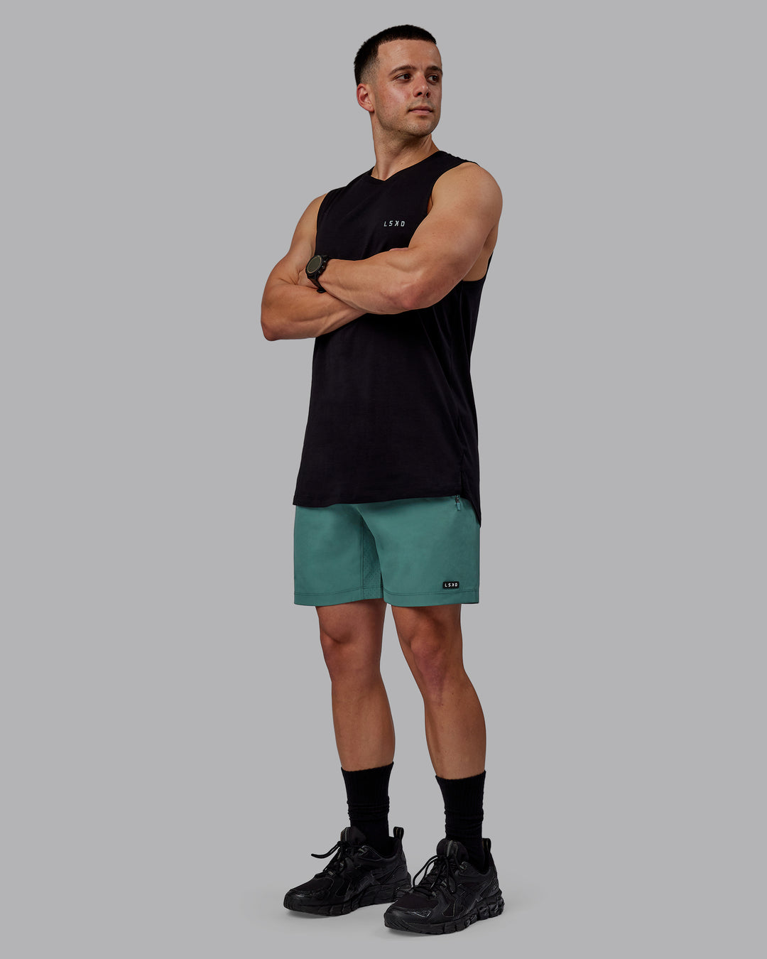 Man wearing Rep 7" Performance Shorts - Sage Bush - view 2