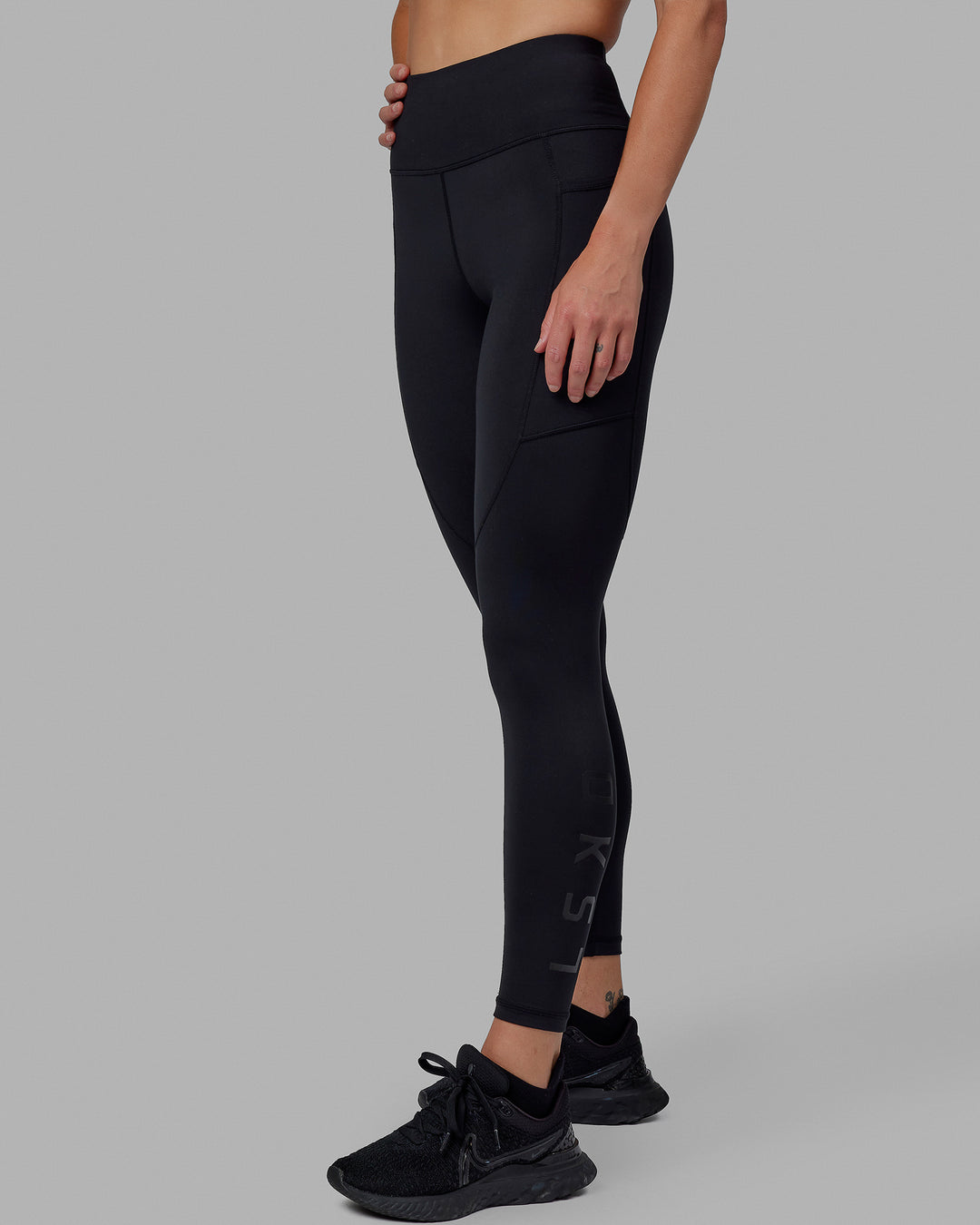 Woman wearing Rep Ultra High-Rise Full Length Legging Pockets - Black-Black | Model:Shae | Size:S - view 1