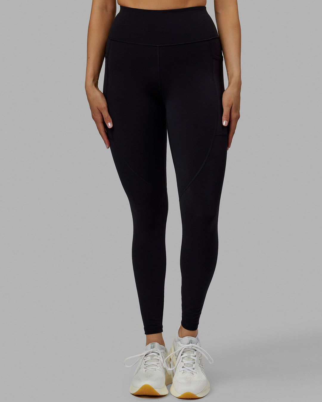 Woman wearing Rep Ultra High-Rise Full Length Legging Pockets No Logo - Black | Model:Blaize | Size:S - view 7