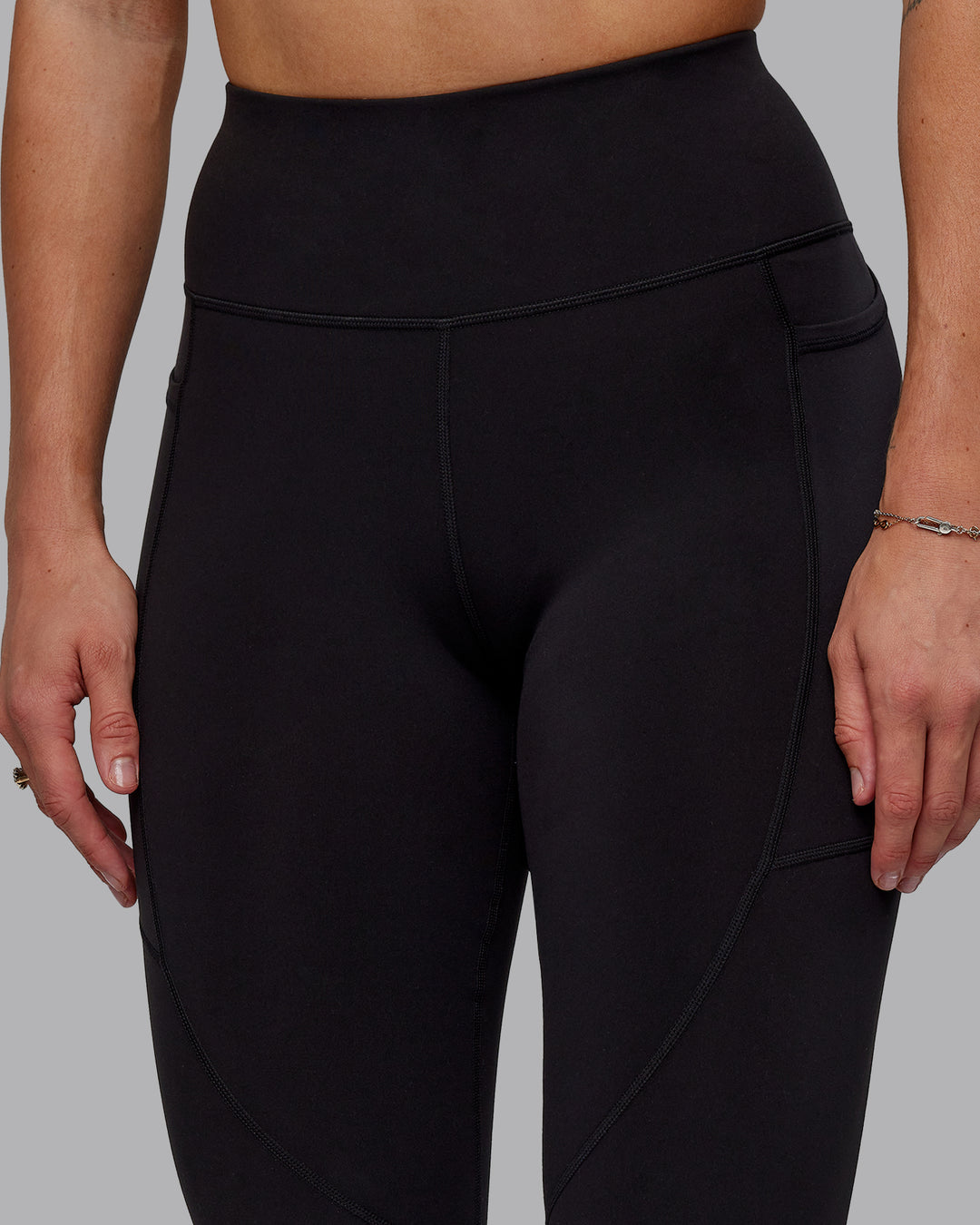 Woman wearing Rep Ultra High-Rise Tall Legging Pockets - Black-Black | Model:Hannah | Size:S - view 6
