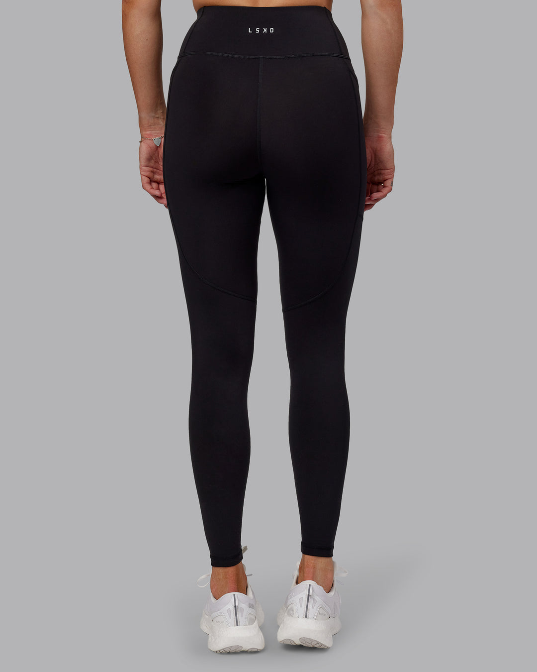 Woman wearing Rep Ultra High-Rise Tall Legging Pockets - Black-Black | Model:Hannah | Size:S - view 4