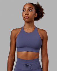 Woman wearing Resistance Ribbed Sports Bra - Future Dusk | Thumbnail Index: 3