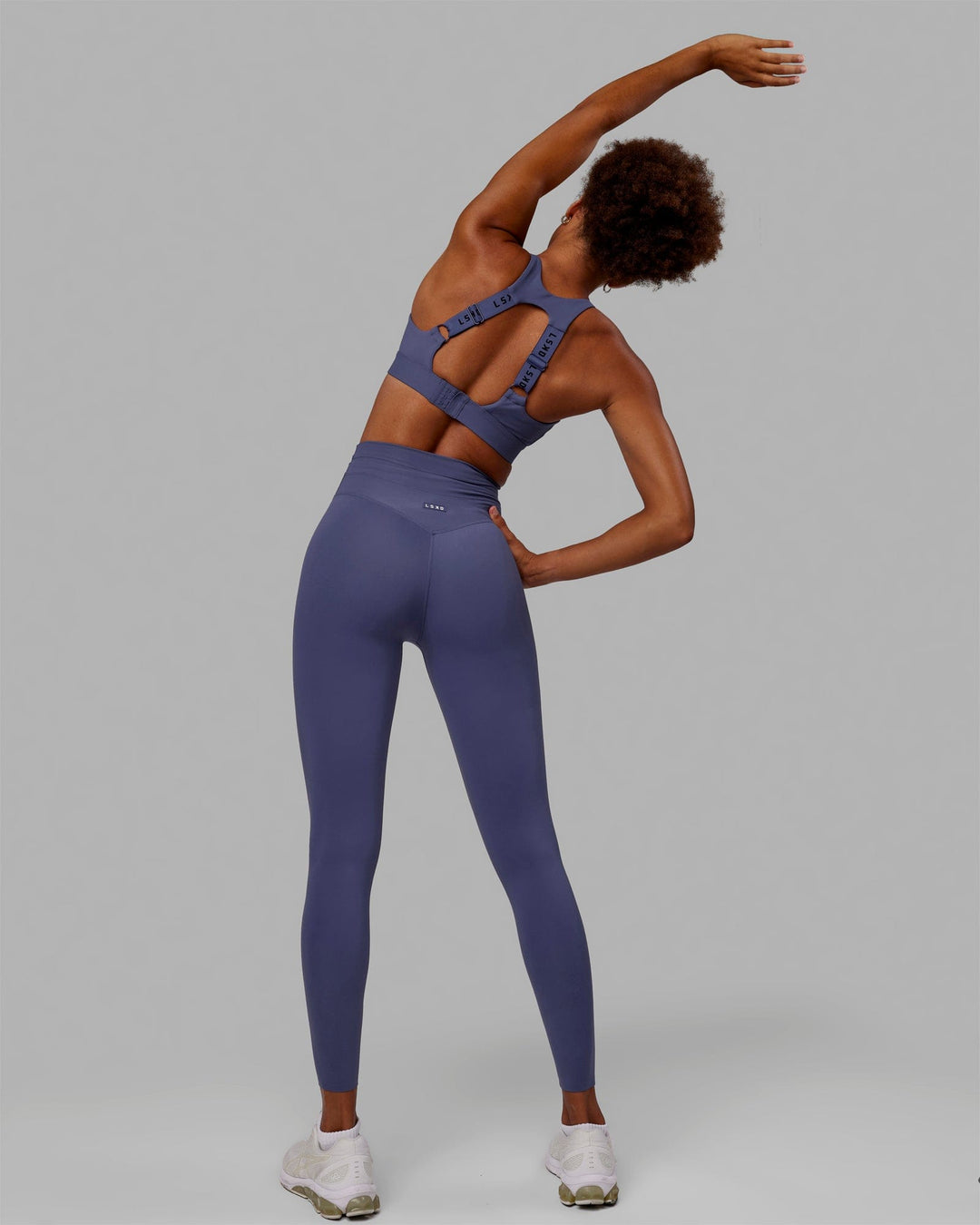 Woman wearing Resistance Ribbed Sports Bra - Future Dusk - view 5
