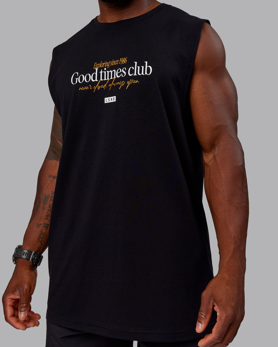 Man wearing Rover FLXCotton Tank - Black-White - view 7