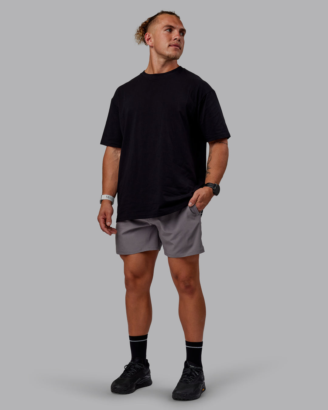 Man wearing Sara GET ÆTLA SKAL Unisex FLXCotton Tee Oversize - Black-White - view 6