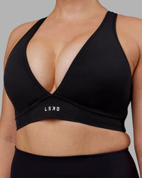 Woman wearing Stamina Sports Bra (D/DD/E) - Black | Thumbnail Index: 4