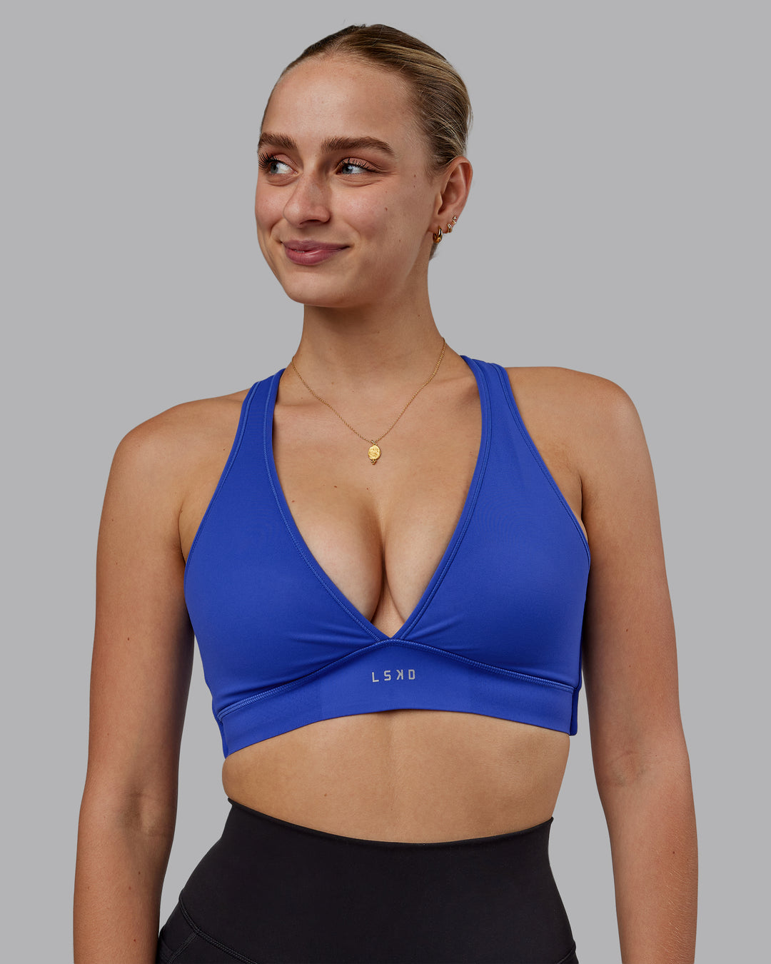 Woman wearing Stamina Sports Bra (D/DD/E) - Power Cobalt - view 3
