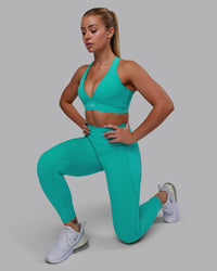 Woman wearing Stamina Sports Bra - Turquoise Tide | Thumbnail Index: 7
