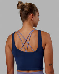 Woman wearing Staple Active Cropped Tank - Midnight Blue | Thumbnail Index: 5