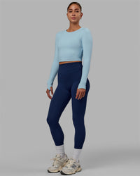 Woman wearing Staple LS Cropped Tee - Glacial Blue | Thumbnail Index: 4