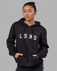 Woman wearing Structure Hoodie - Black-White | Thumbnail Index: 6