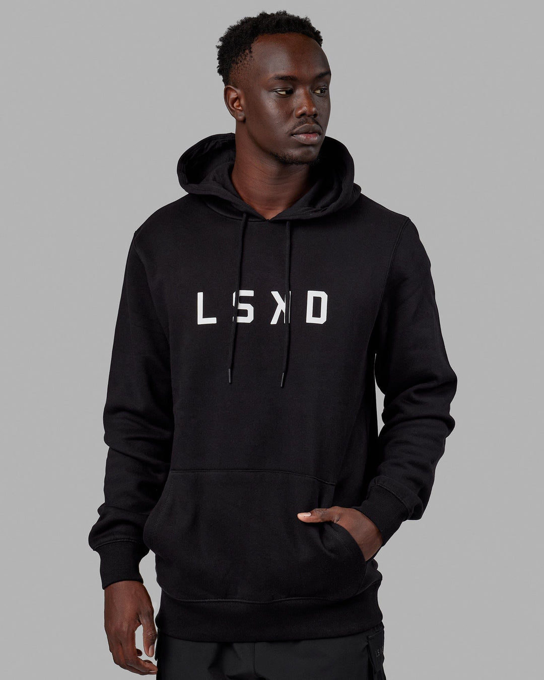 Man wearing Structure Hoodie - Black-White - view 3