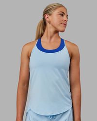 Woman wearing Swift Active Tank - Glacial Blue | Thumbnail Index: 4