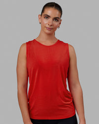 Woman wearing Swivel Open Back Tank - Infrared | Thumbnail Index: 0
