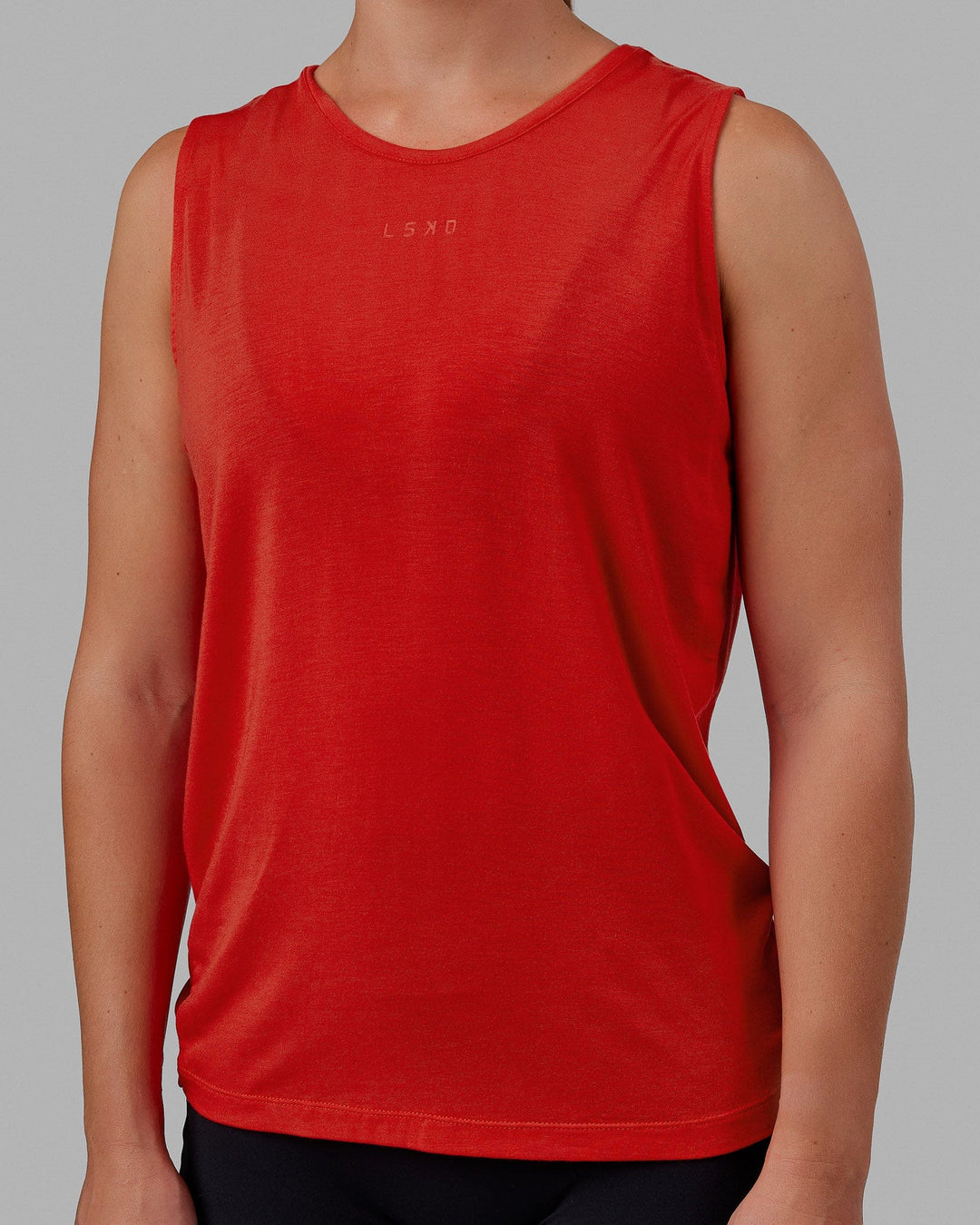 Woman wearing Swivel Open Back Tank - Infrared - view 5