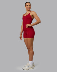 Woman wearing Transition CloudFLX Shelf Bra Tank - Cherry Red | Thumbnail Index: 4