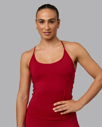 Woman wearing Transition CloudFLX Shelf Bra Tank - Cherry Red | Thumbnail Index: 2