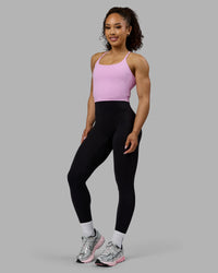 Woman wearing Twist Shelf Bra Tank - Pastel Orchid | Thumbnail Index: 4