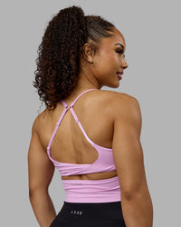 Woman wearing Twist Shelf Bra Tank - Pastel Orchid | Thumbnail Index: 1