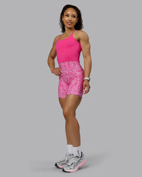 Woman wearing Twist Shelf Bra Tank - Ultra Pink | Thumbnail Index: 5