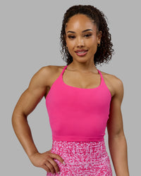 Woman wearing Twist Shelf Bra Tank - Ultra Pink | Thumbnail Index: 3