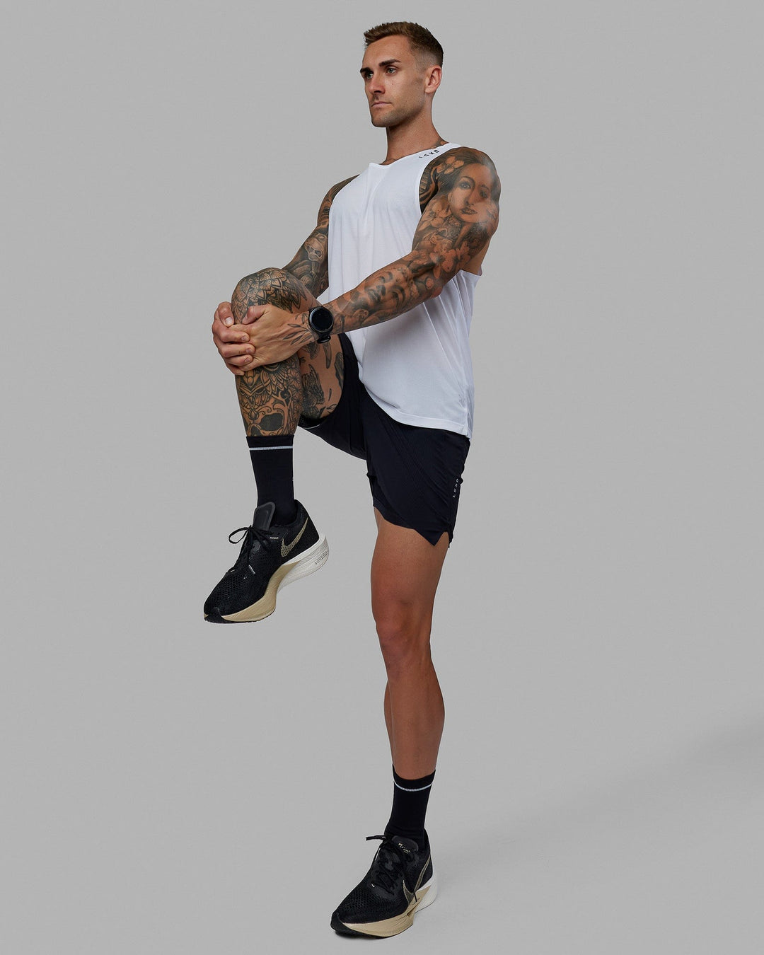 Man wearing UltraAir 5" Lined Performance Short - Black-Reflective - view 8