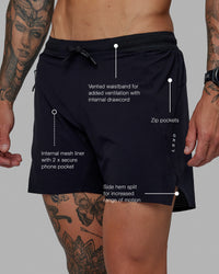 Man wearing UltraAir 5" Lined Performance Short - Black-Reflective | Thumbnail Index: 1