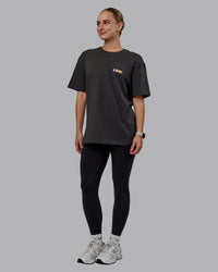 Woman wearing Unisex E.T.J FLXCotton Tee Oversize - Pirate Black-Pop Pink | Thumbnail Index: 5