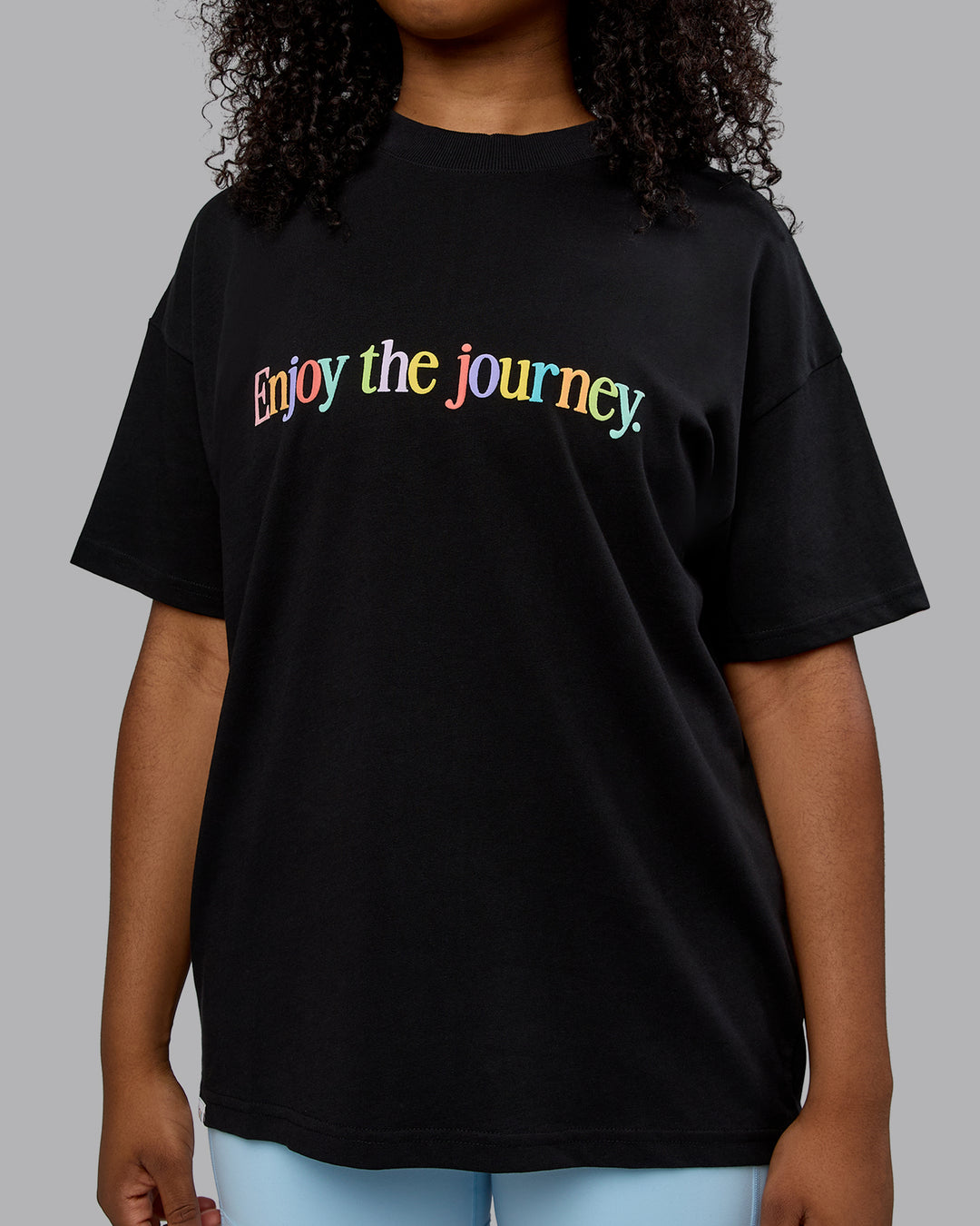 Woman wearing Unisex Enjoy The Journey Heavyweight Tee Oversize - Black-Multi - view 7