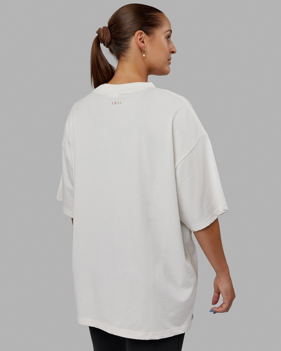 Woman wearing Unisex Enjoy The Journey Heavyweight Tee Oversize - Off White-Multi - view 12