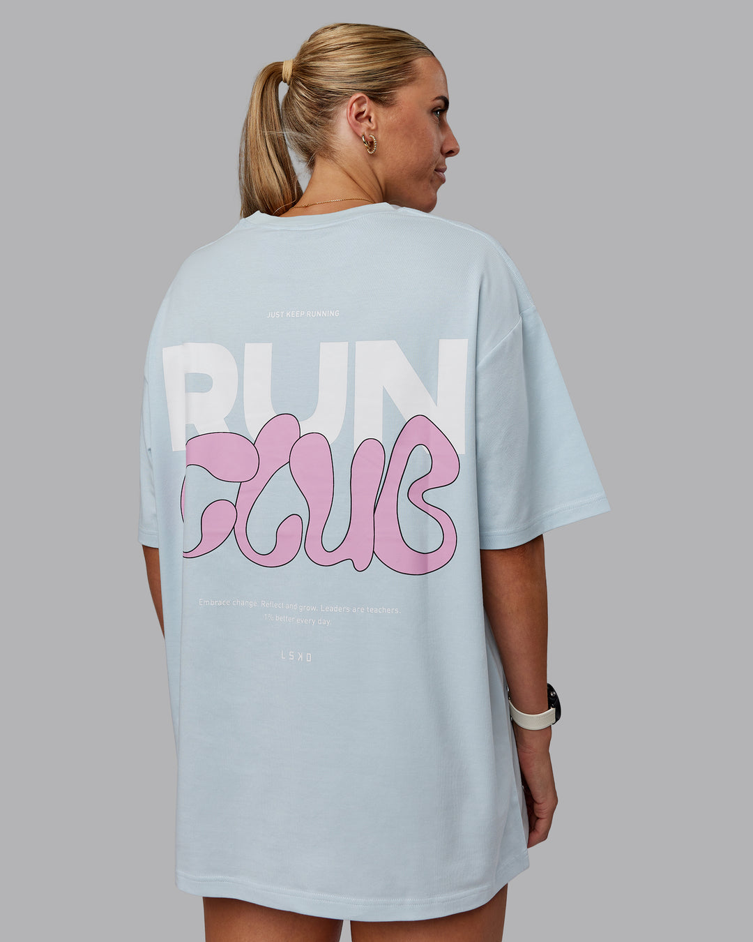 Woman wearing Unisex Gone Running FLXCotton Tee Oversize - Skyride-Bubblegum - view 2