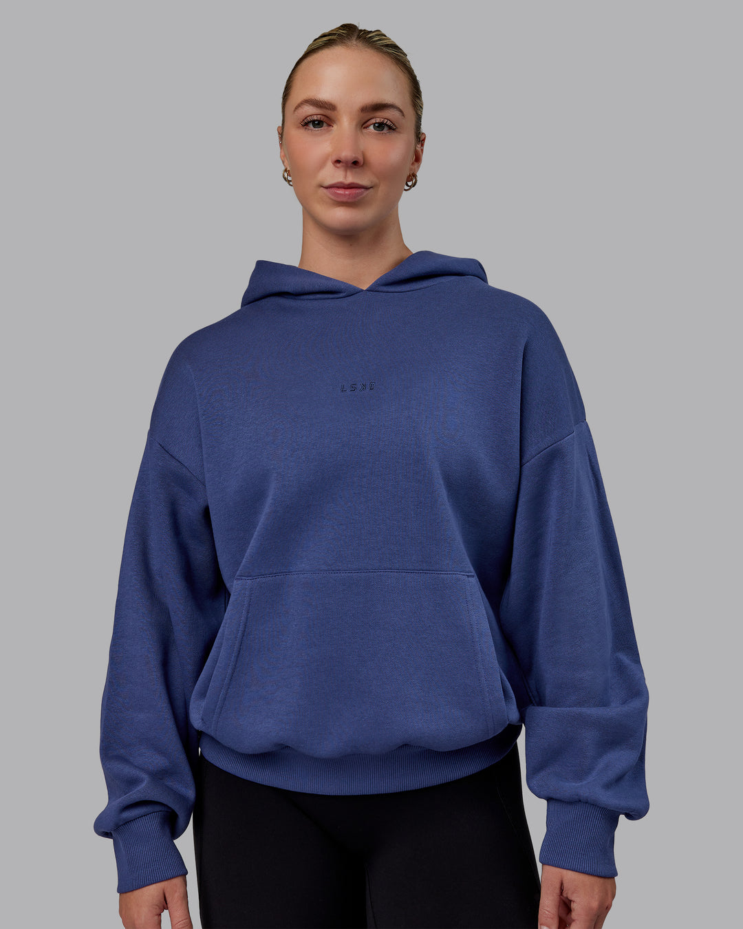 Woman wearing Unisex MVP Hoodie Oversize - Future Dusk - view 3