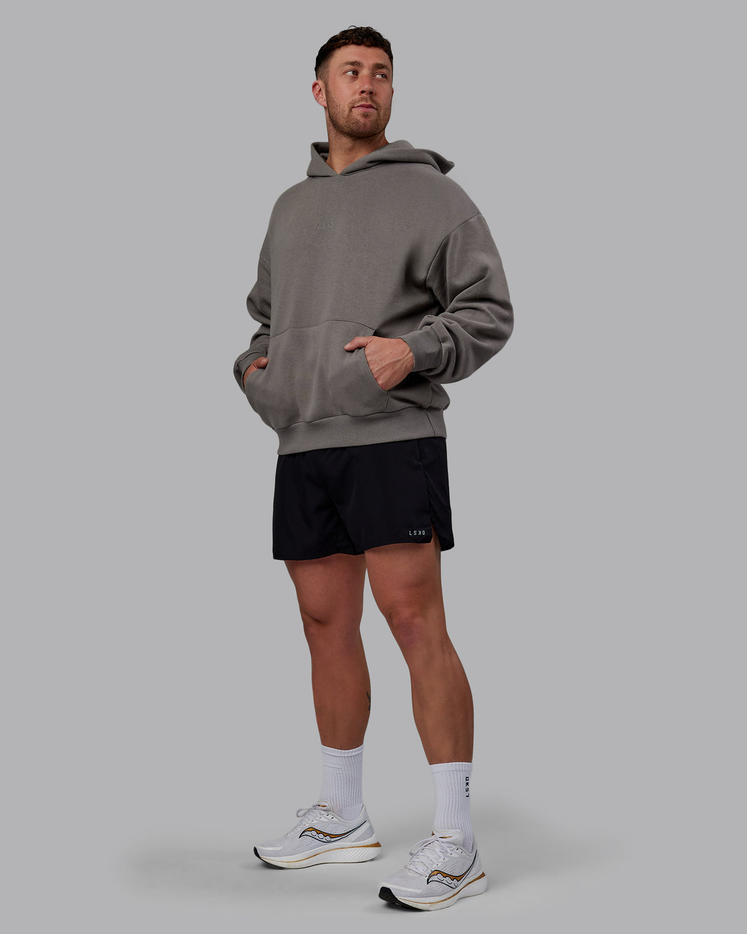 Man wearing Unisex MVP Hoodie Oversize - Storm Front - view 3