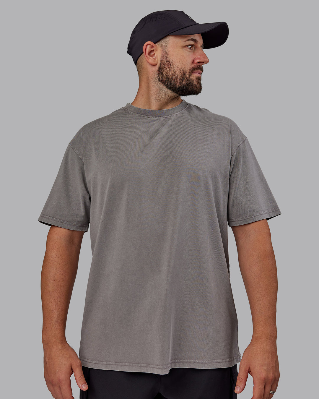 Man wearing Unisex Miami25 Washed FLXCotton Tee Oversize - Storm Front-Lemon Fizz - view 4