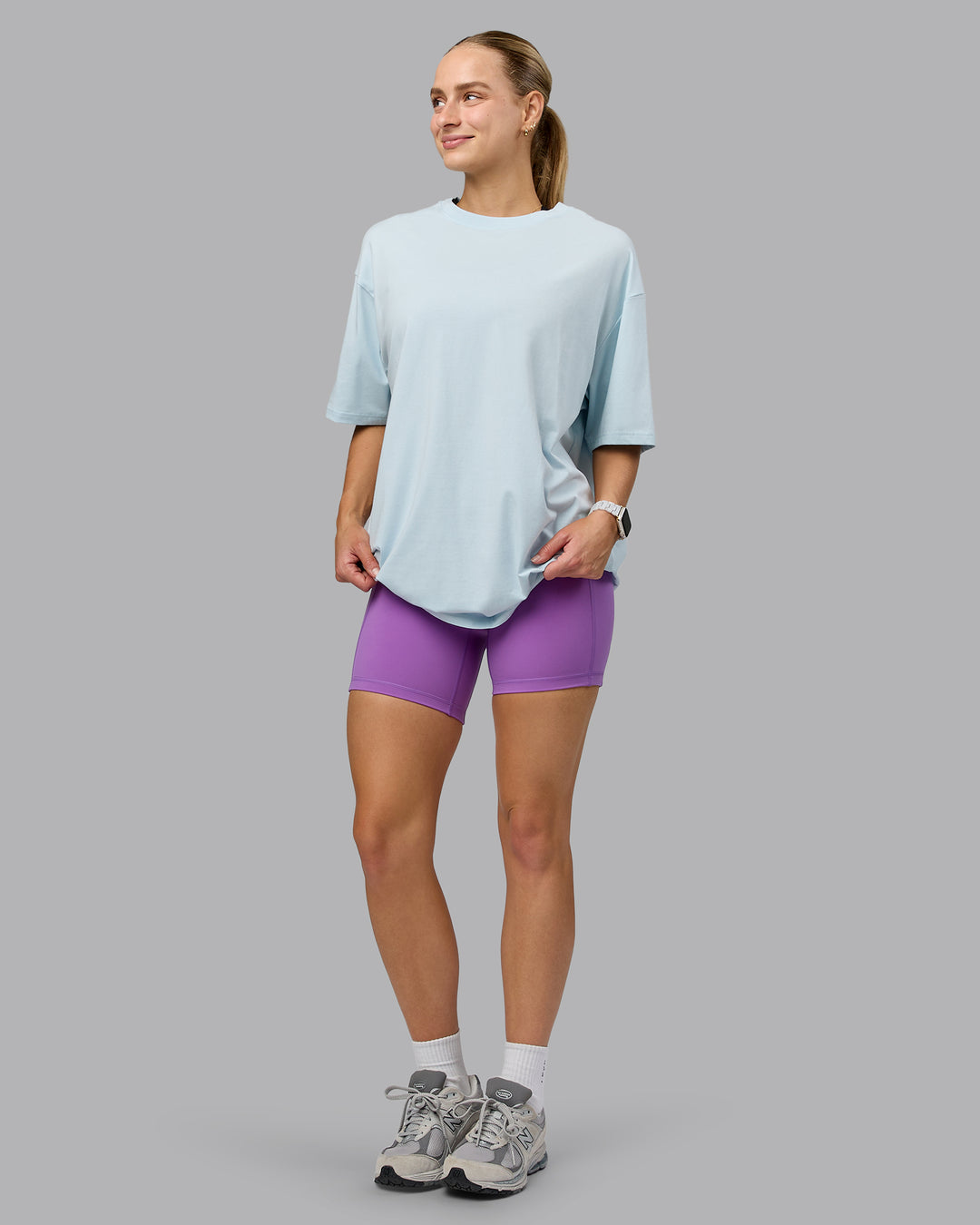 Push Boundaries FLXCotton Oversized Tee - Light Cyan-White - view 6