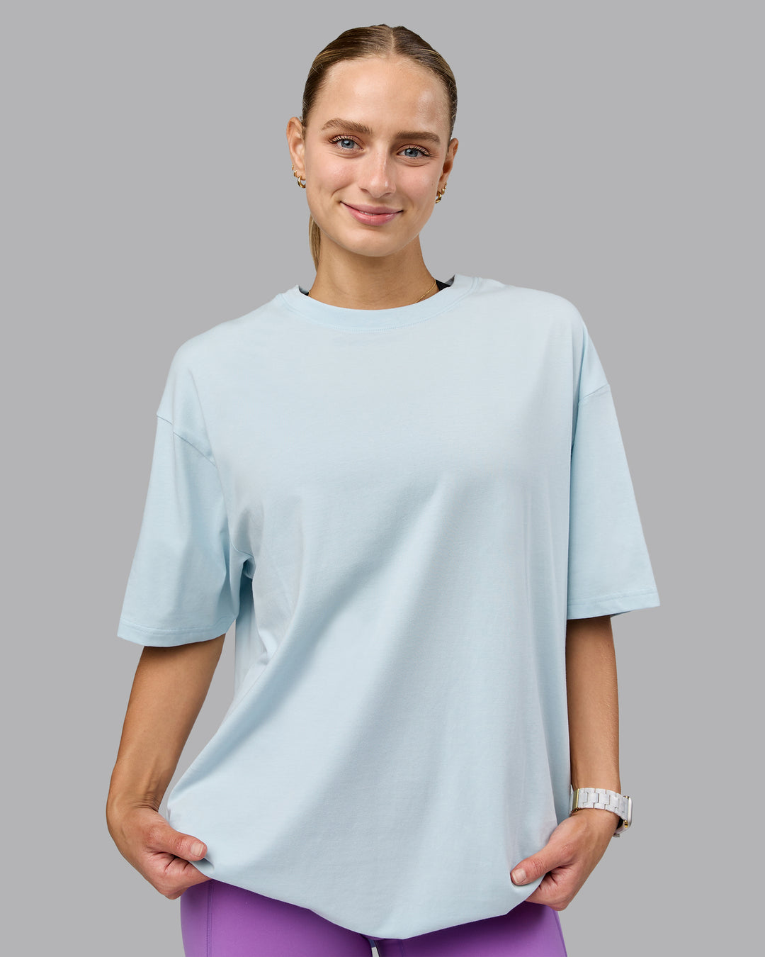 Push Boundaries FLXCotton Oversized Tee - Light Cyan-White - view 5