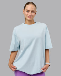 Push Boundaries FLXCotton Oversized Tee - Light Cyan-White | Thumbnail Index: 4