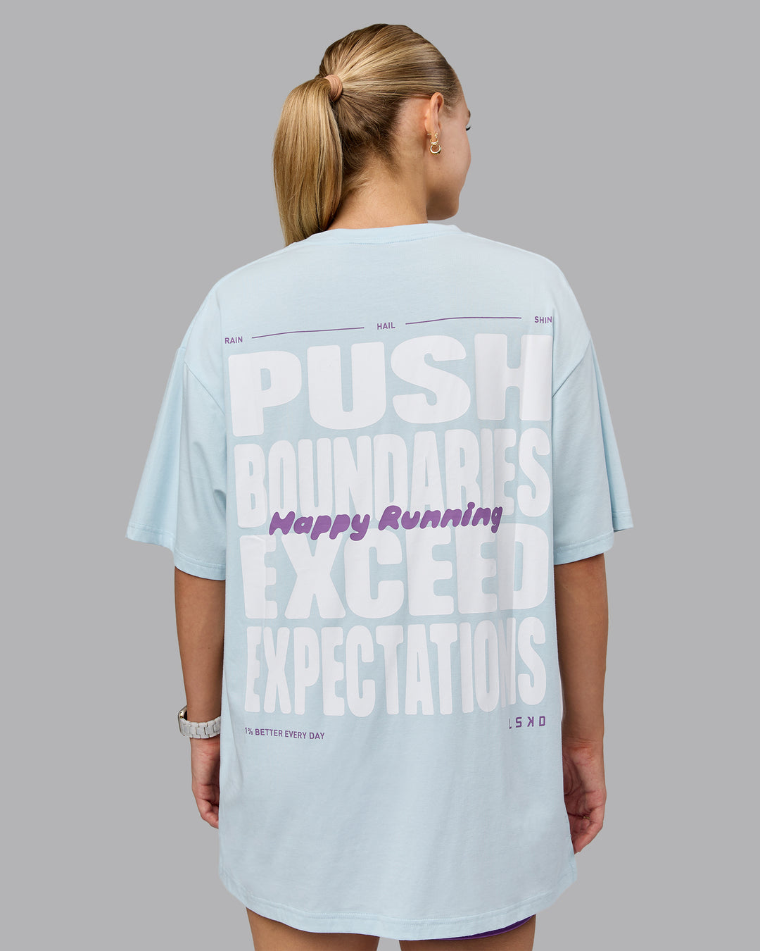 Push Boundaries FLXCotton Oversized Tee - Light Cyan-White - view 11