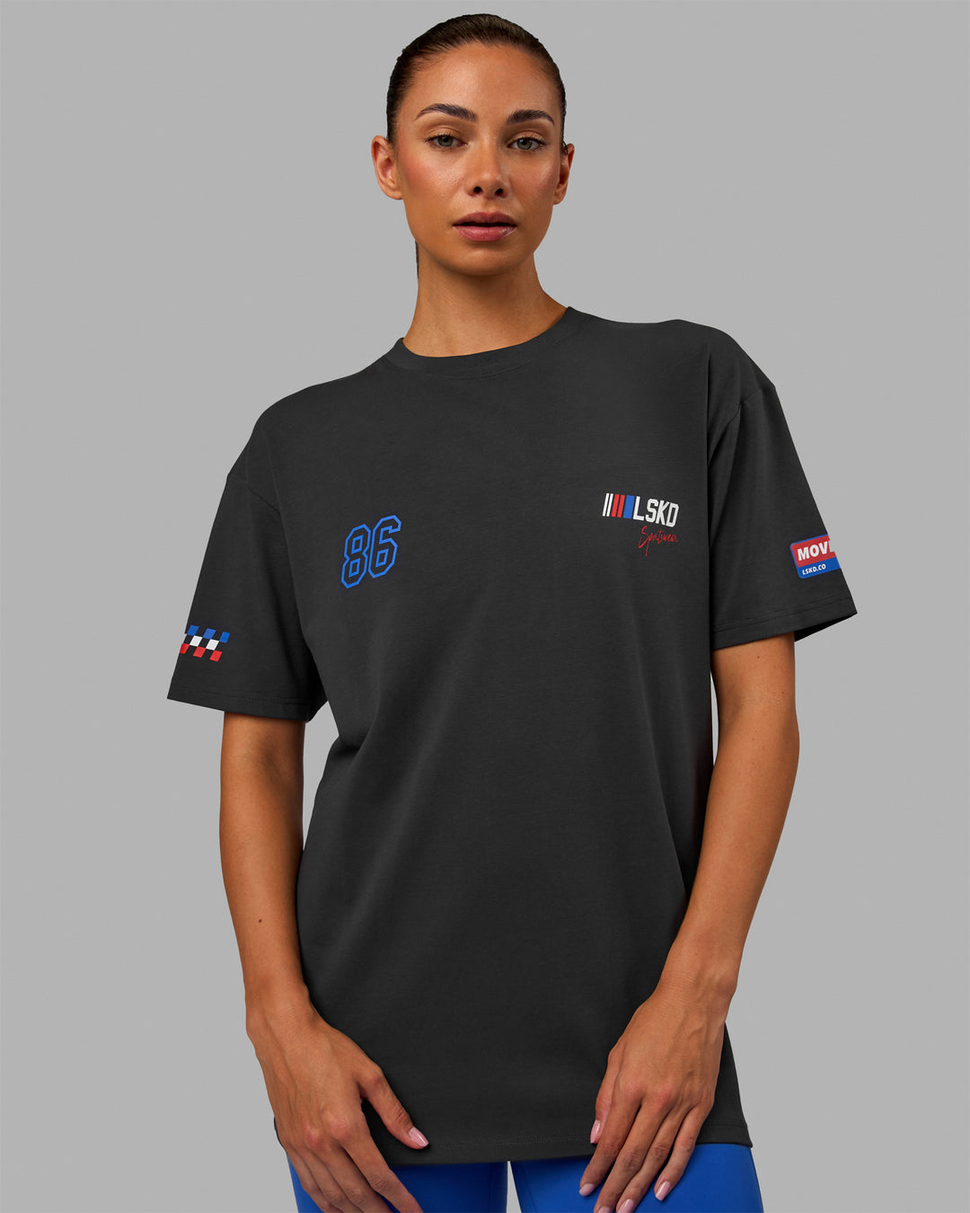 Women Wearing Redline FLXCotton Tee Oversize - Phantom-White - view 3