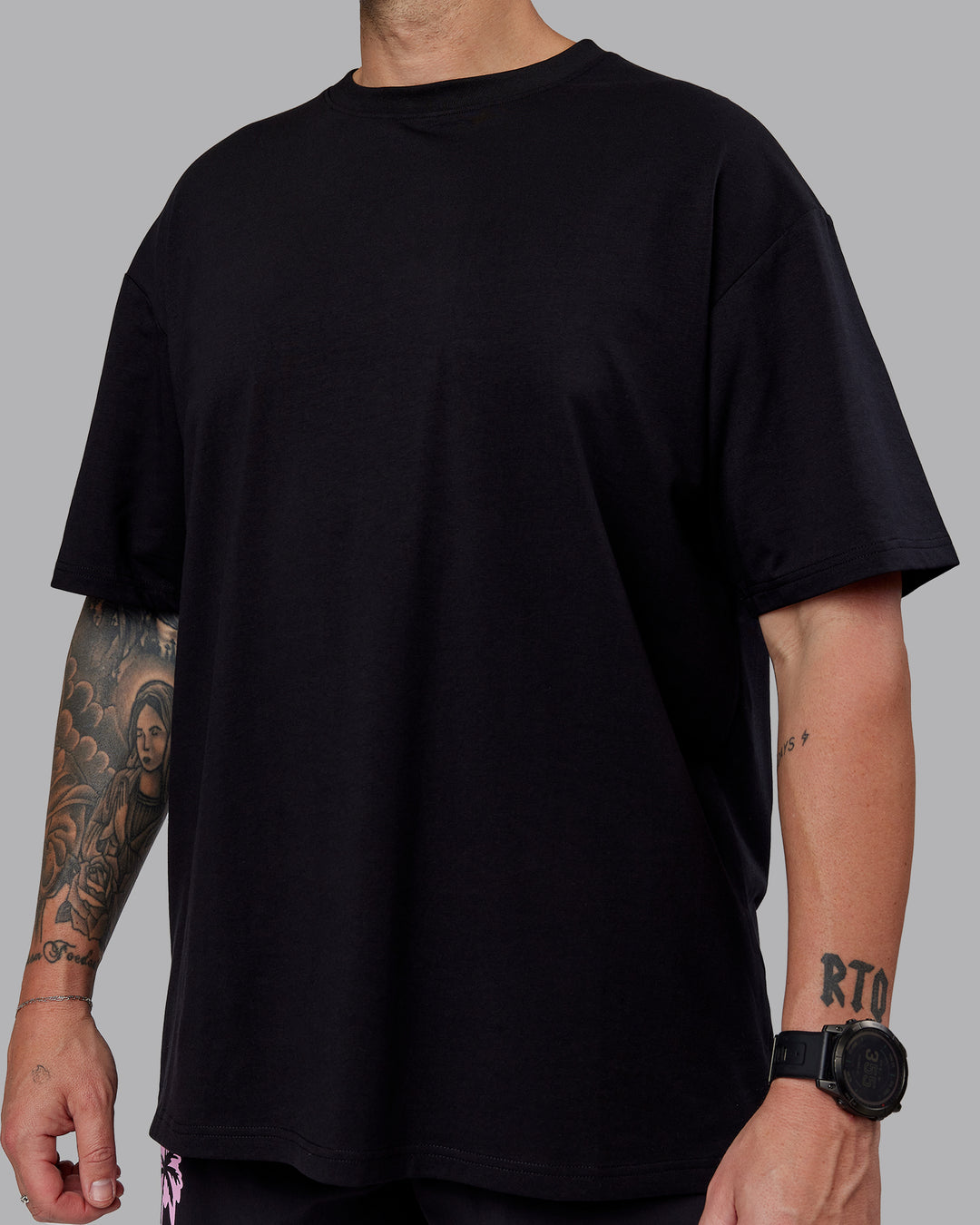 Man wearing Unisex So Cal 24 FLXCotton Tee Oversize - Black-Beacon Orange - view 8