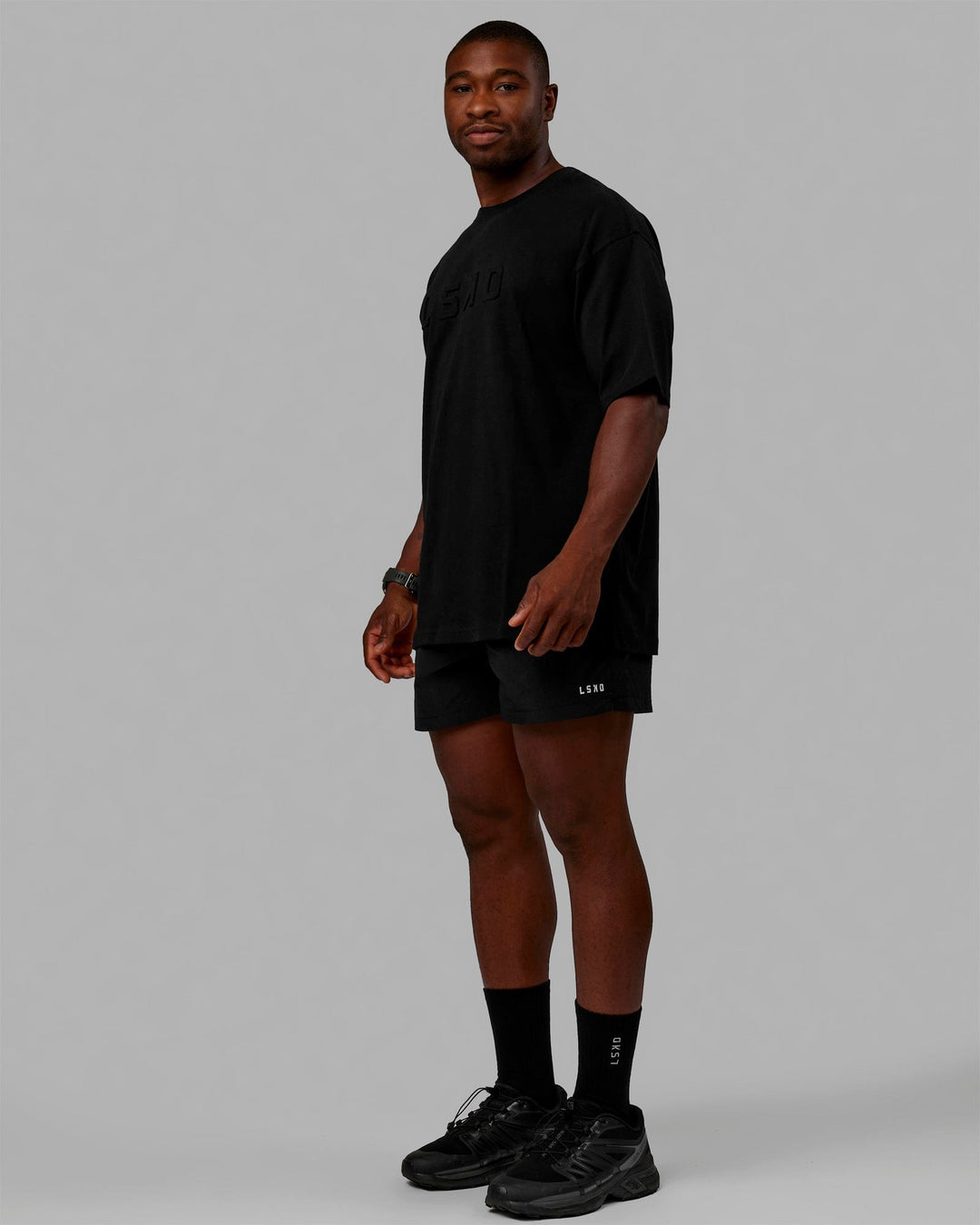 Man wearing Unisex Stamped 2.0 Heavyweight Tee Oversize - Black - view 7