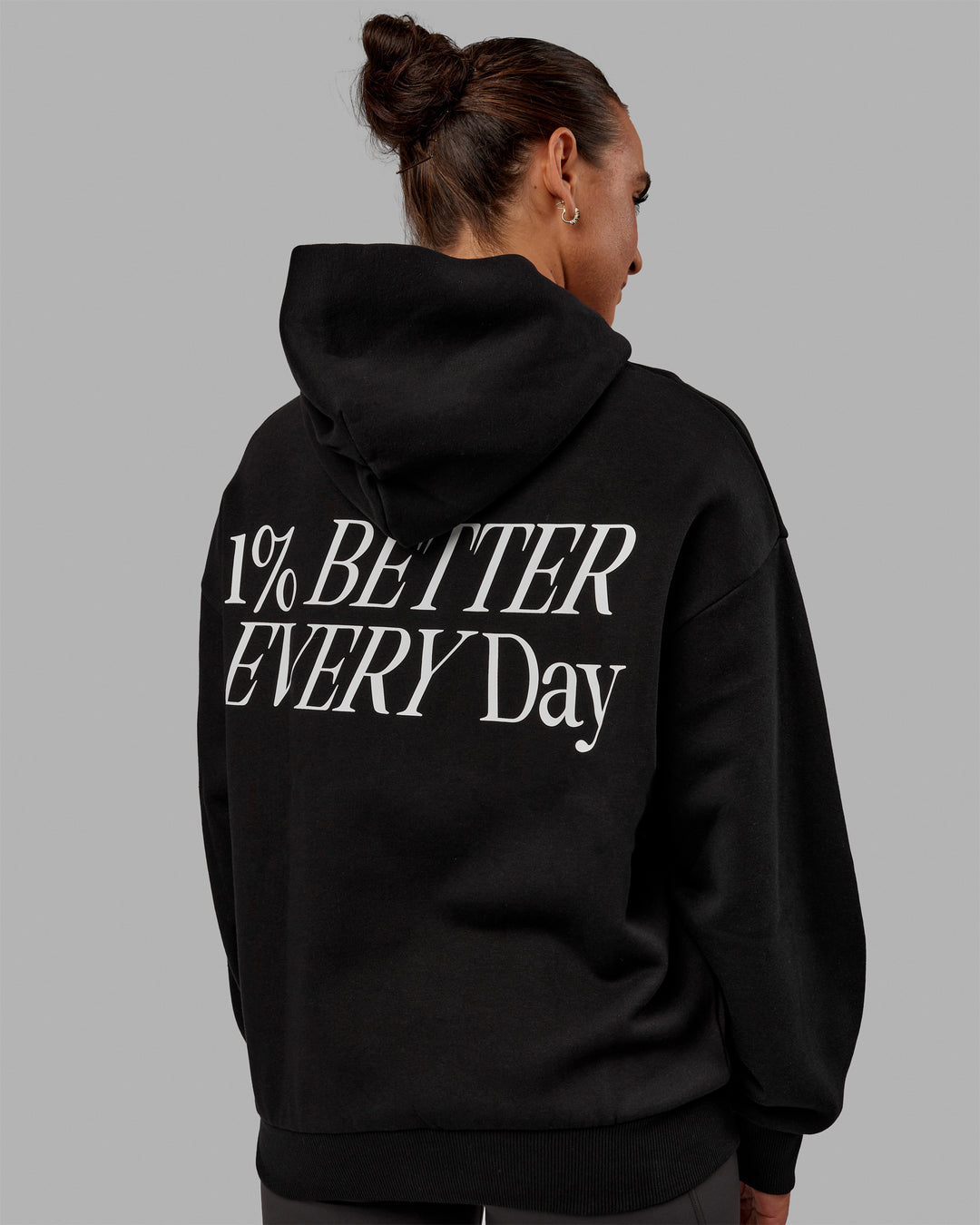 Woman wearing Unisex VS6 Hoodie Oversize - Black-White - view 2